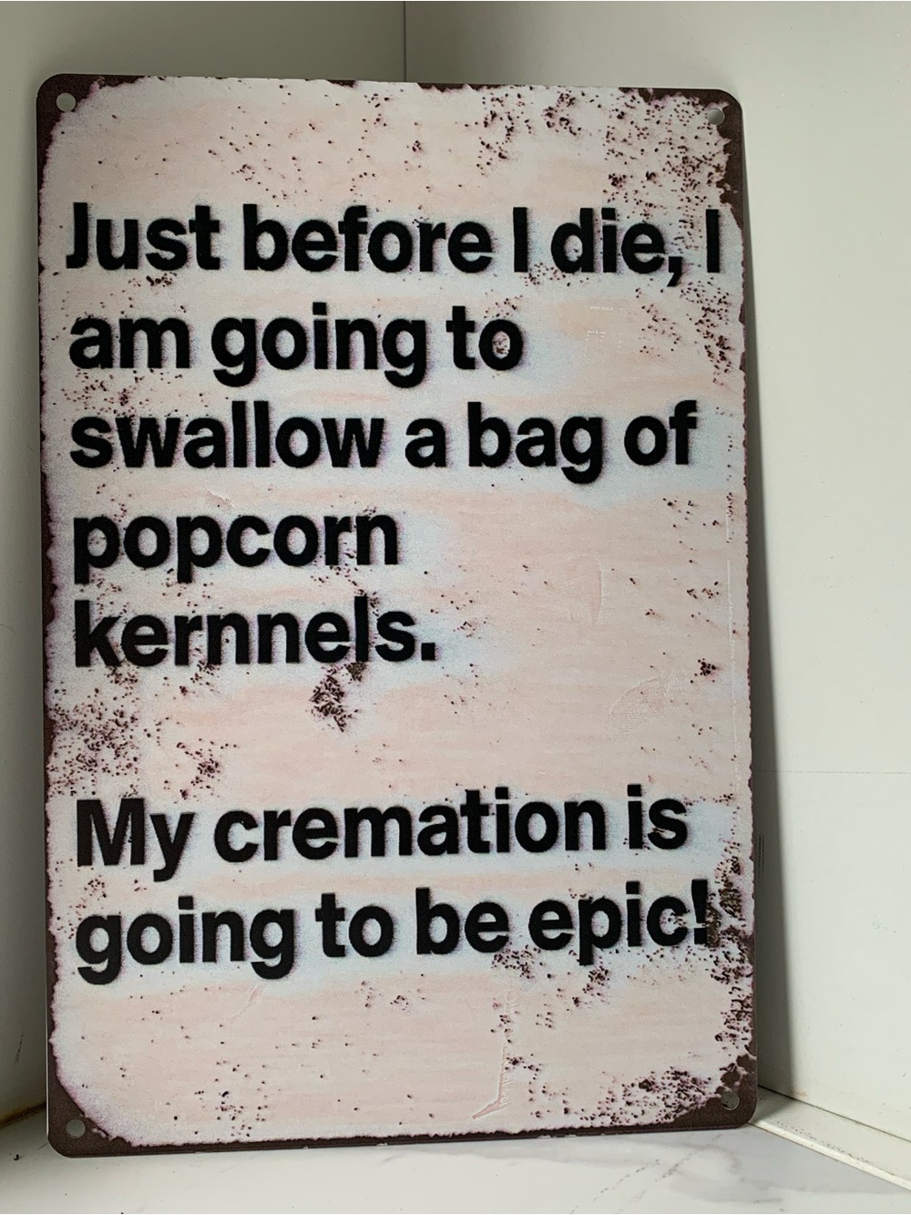 Metal Sign - Light Pink & Black